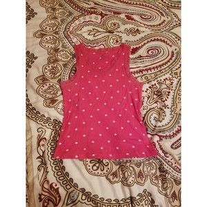 **CLEARANCE** Y2K Hot Pink Polka Dot V-neck Lace Tank Top